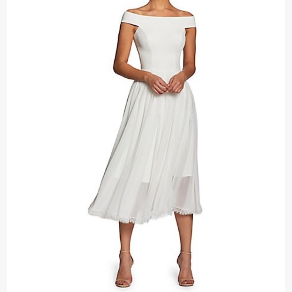 Dress the Population Off the Shoulder White Dress.